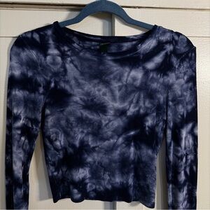 Wild Fable Dark Blue Tie-Dye Long Sleeve Top